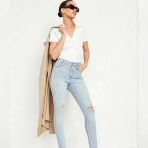 Old Navy High waisted Rockstar super skinny jeans 14 Raw hem